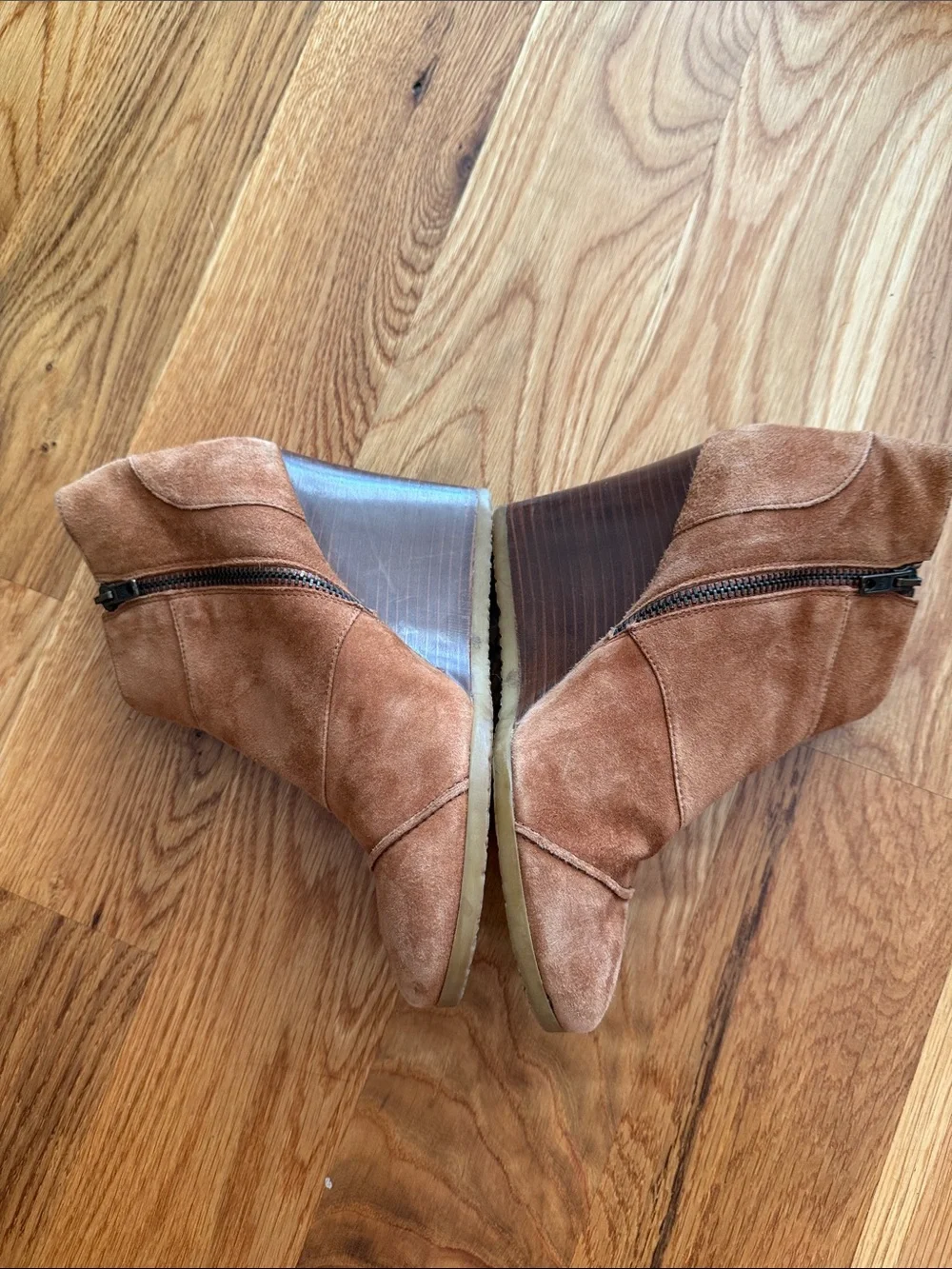 J Crew Suede Wedge Ankle Boot with Buckle Details